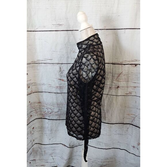 Diane vonFurstenberg Surya High Neck Lace Top Size 10 - Picture 4 of 7
